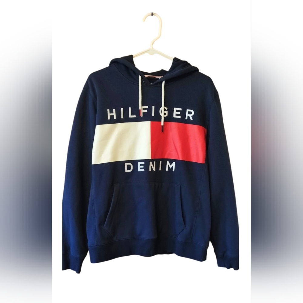 Tommy Hilfiger Denim Original Vintage 90's Hoodie Sweatshirt Mens Size Large